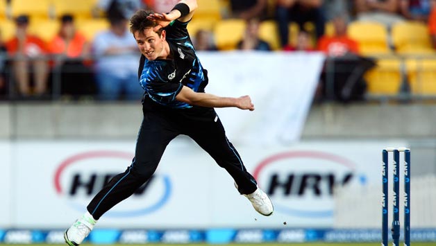 Adam-Milne-of-New-Zealand-bowls-during-the-game-two-of-the-Twenty20-series-between-New-Zealand