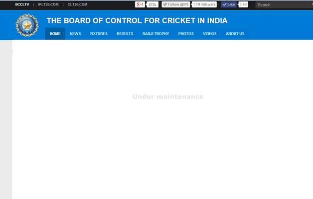 The hacked BCCI website.