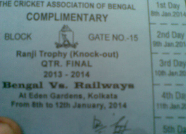 EnterFreeButMakeBengalWin - Bengal vs Railways match ticket