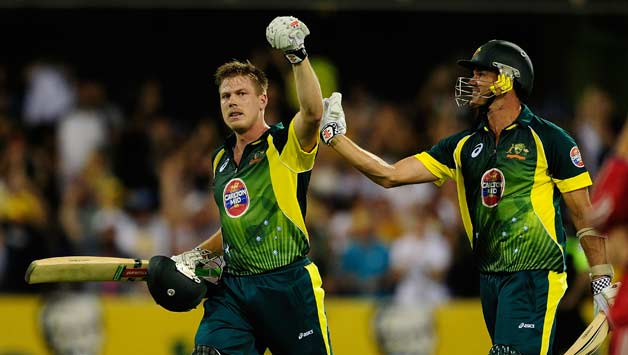 James Faulkner (left) hit a scintillating knock to take the Aussies across the finishing line © Getty Images