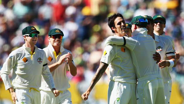 Australia's Mitchell Johnson (third from left) will be looking to demolish the English batting line-up for one last time in the series © Getty Images