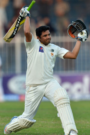 Azhar Ali scored 103 off 137 deliveries to script Pakistan's remarkable victory over Sri Lanka in the third Test at Sharjah © AFP