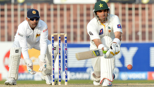 Misbah-ul-Haq was batting at stumps on Day Three of the third Test against Sri Lanla © AFP
