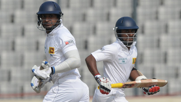 Kumar Sangakkara (left) and Kaushal Silva made merry of Bangladesh's bowling on Day Two © AFP