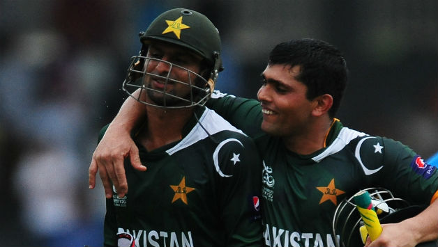 Shoaib Malik (left) and Kamran Akmal were selected in Pakistan's squads for the Asia Cup and World T20 © AFP