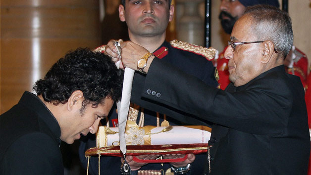 Sachin Tendulkar was awarded the Bharat Ratna at the Rashtrapati Bhavan on Tuesday © PTI