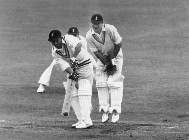 Vijay Hazare batting at Old Trafford, 1952 © Getty Images