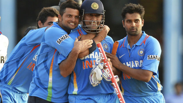 The last time these two teams met in a final was in the tri-series in West Indies. It was a heartbreaking moment for Sri Lanka as iceman MS Dhoni (above) hammered two sixes to seal the deal © AFP