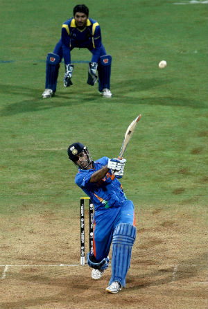 The most memorable of all wins; MS Dhoni completes the World Cup win with a six © Getty Images 