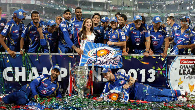 Mumbai Indians team celebrate Champions league 2013 win overe Rajasthan Royals