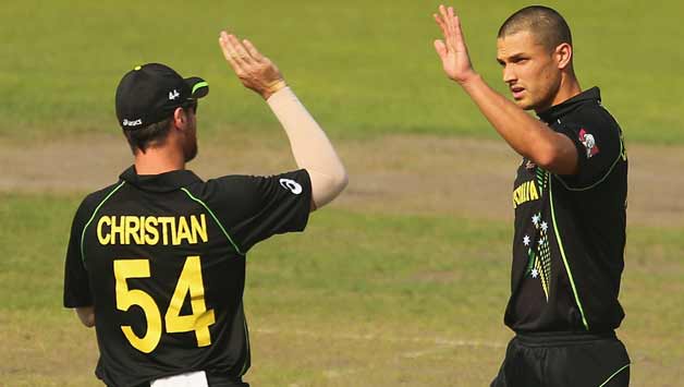 Nathan Coulter-Nile (right) has dismissed both of Bangladesh's openers © Getty Images