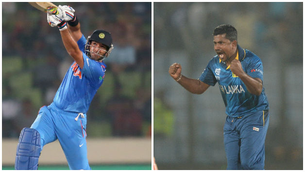 Yuvraj Singh (left) hasn't been in great touch and an accurate Rangana Herath can pose a lot of problems for the southpaw © Getty Images