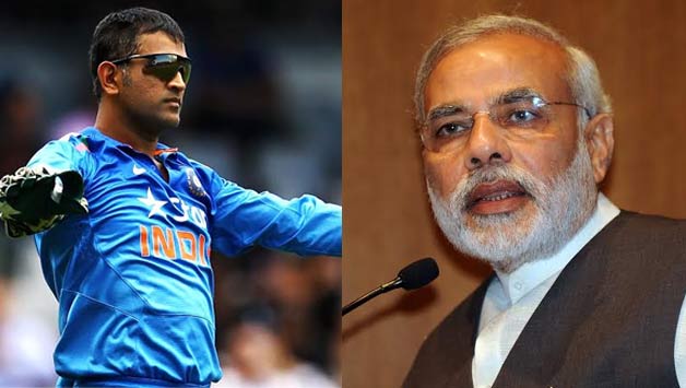 MS Dhoni (left) has joined the Narendra Modi bandwagon © Getty Images & AFP