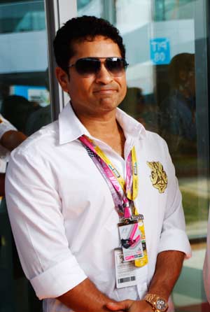 Sachin Tendulkar gave the Indian hockey players a pep talk ahead of the side's departure © Getty Images