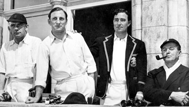 From left: Cyril Washbrook, Len Hutton, Denis Compton and Jack Warner from a still in ‘The Final Test’. Photo courtesy: The Guardian