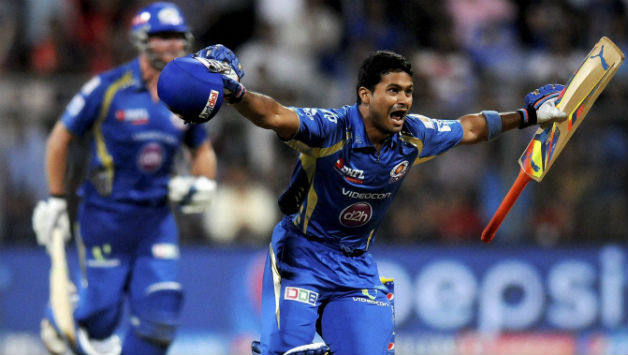 Aditya Tare's first-ball six sealed the match for Mumbai Indians © PTI