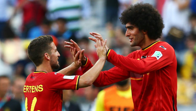 Dries Mertens (left) and Marouane Fellaini scored the goals for Belgium © Getty Images