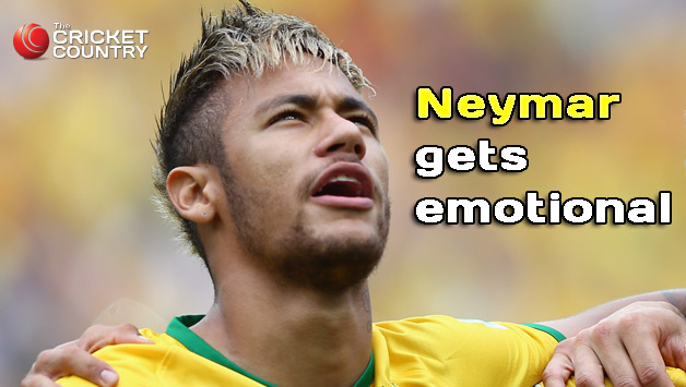 Neymar gets emotional while singing Brazil's national anthem at Fifa World Cup 2014