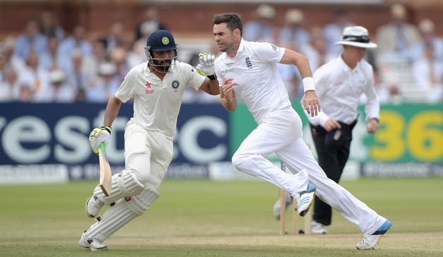 Ravindra Jadeja (left) and James Anderson allegedly had an altercation during the Nottingham Test © Getty Images