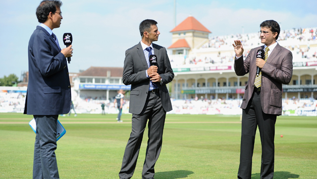 Harsha Bhogle tried to be the neutral referee in the banter between Rahuul Dravid (centre) and Sourav Ganguly © Getty Images