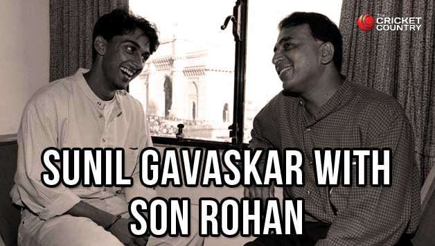 Sunil Gavaskar (right) did not get to meet his only child, Rohan, till he was two months old © Getty Images