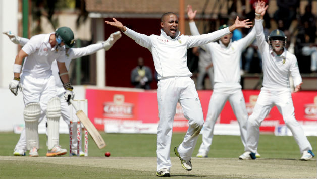 Dane Piedt took four wickets in each innings and now has the Best match figures by South African spinner on Test debut: 8-152 © AFP