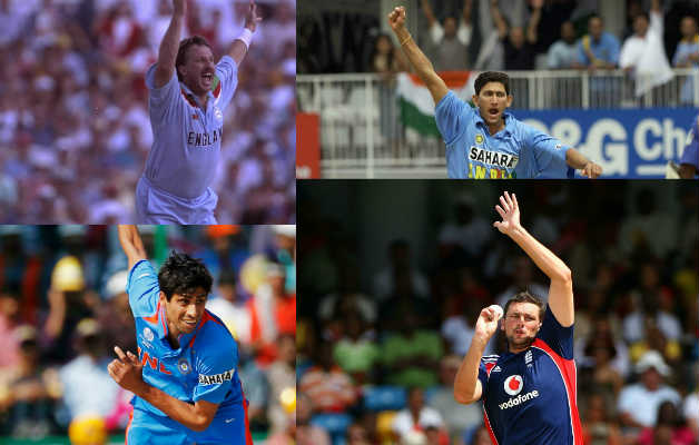 (From left): Ian Botham, Ajit Agarkar, Steve Harmison, Ashish Nehra © Getty Images