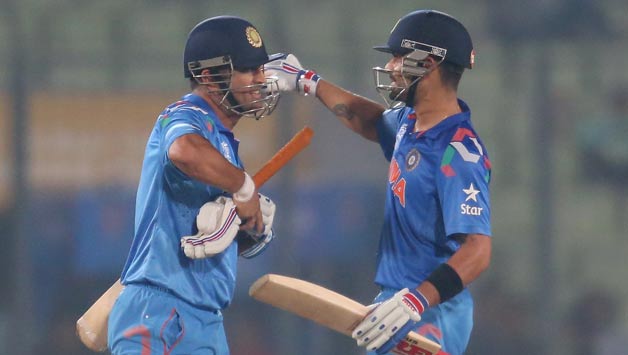 MS Dhoni and Virat Kohli after winning a match in the ICC T20 World Cup in Bangladesh © Getty Images