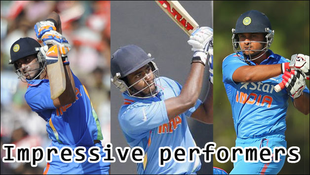 Manoj Tiwary (left), Sanju Samson (centre) and Kedar Jadhav performed well in Australia © Getty Images and Official Website of ICC