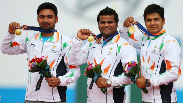 Indian Compound Archers winning gold at Incheon © Getty Images