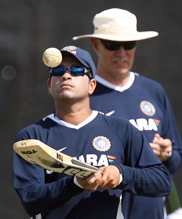 Sachin Tendulkar with Greg Chappell during the Australian’s stint as India coach © AFP