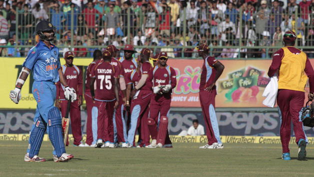 West Indies cricketers looked demoralized during the fourth ODI at Dharamsala © IANS
