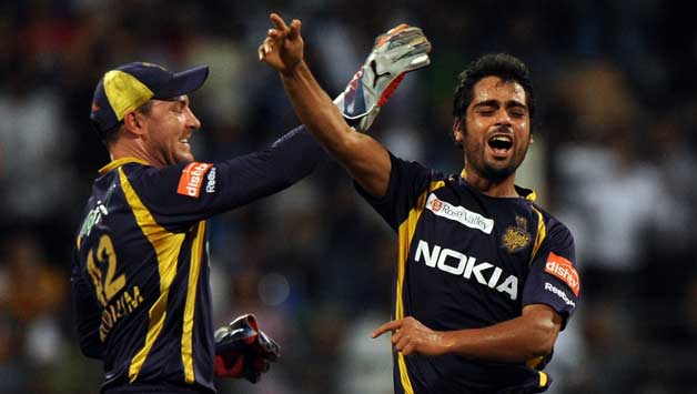 Iqbal Abdulla (right) has also played in IPL for the Kolkata Knight Riders © AFP