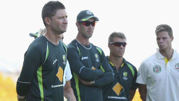 Michael Clarke(extreme left) could only manage 57 runs in four innings against Pakistan in two Tests © Getty Images