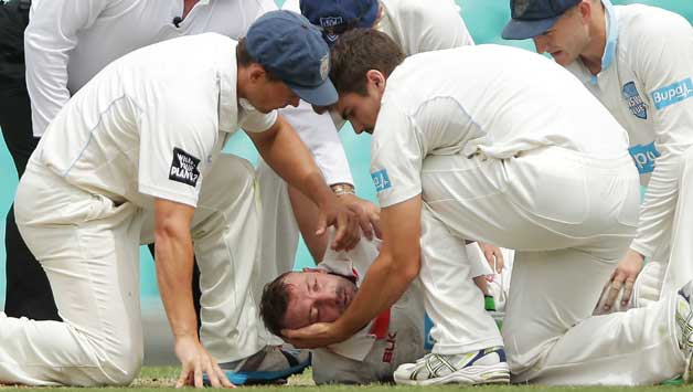 Phil Hughes suffered a serious blow on head from Sean Abbot © Getty Images