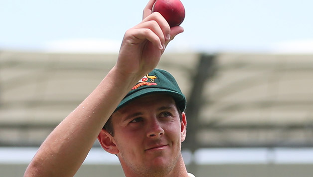 Josh Hazlewood (above) raises the ball after his 5-wicket-haul © Getty Images