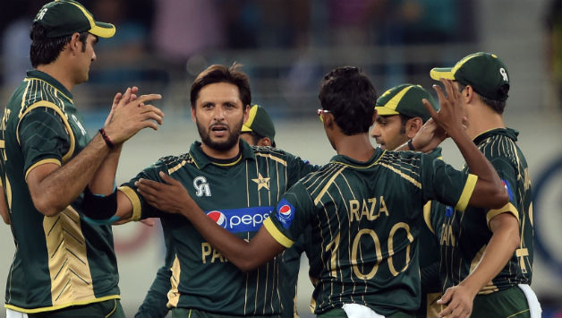 Shahid Afridi striked with the second wicket of the game dismissing Dean Brownlie for a golden duck © AFP