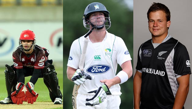 (from left) Brad, Carl, and Craig Cachopa had a busy day catching Wellington batsmen © Getty Images