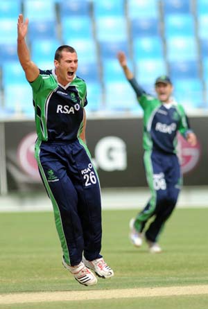 Max Sorensen (left) has played 8 ODIs for Ireland, picking 12 wickets © Getty Images
