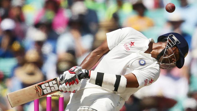 Wriddhiman Saha sways out of the line of a short ball. Though he showed exemplary technique for a major part of the session, the short ball finally did him in © Getty Images