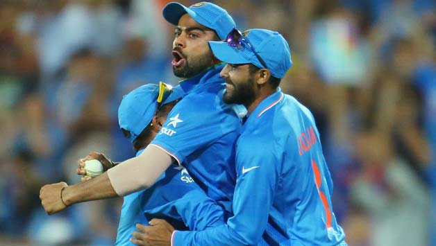 Mohammad Tauqir was dismissed for a mere single after being bowled by Ravindra Jadeja (right) as he went for a sweep © Getty Images