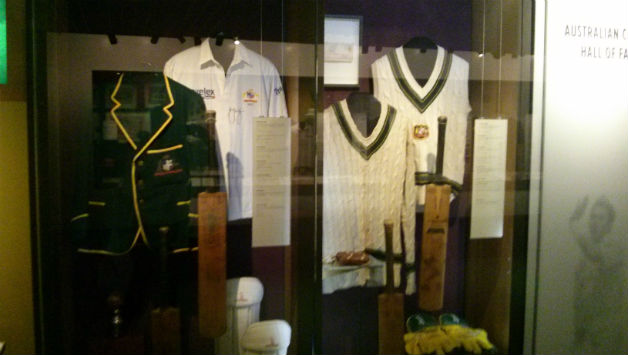 A cabinet at the MCG museum displaying sweaters and blazers of few legendary cricketers. Photo Courtesy - Nishad Pai Vaidya