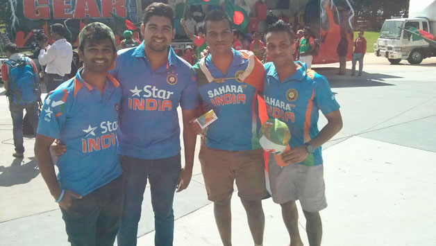 Indian fans at the Melbourne Cricket Ground (MCG) ahead of the quarter-final clash. Photo Courtesy: Nishad Pai Vaidya