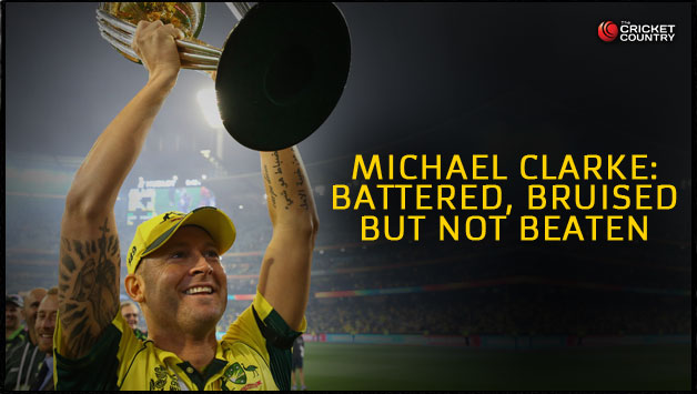Michael Clarke scored a 72-ball 74 in the World Cup final against New Zealand, his final ODI innings © Getty Images
