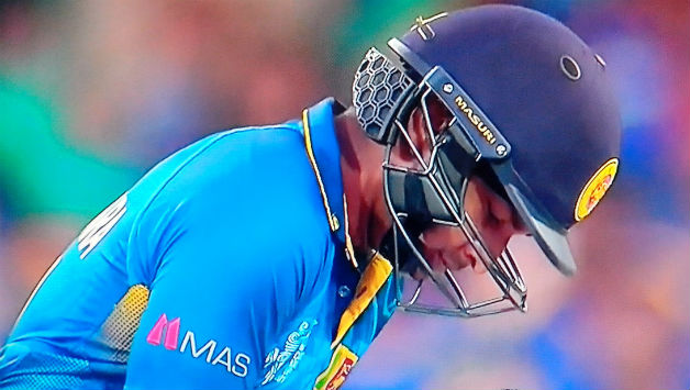 Kumar Sangakkara already tested the new helmet in the World Cup. Picture courtesy: Screenshot from Star Sports
