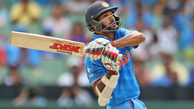 Shikhar Dhawan (above) was dismissed for a brilliant 100 off fast-bowler, Stuart Thompson after being taken by skipper, William Porterfield © Getty Images