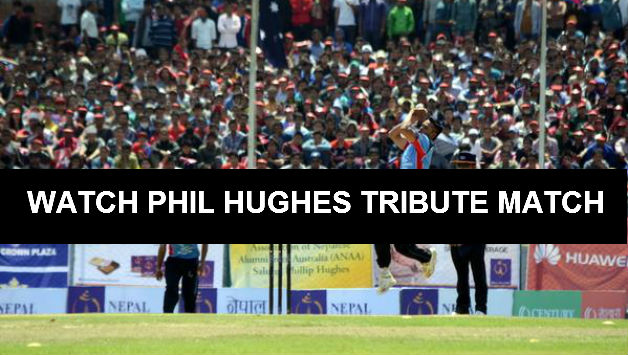 The Phillip Hughes Memorial match in progress at the Tribhuvan University Cricket Ground in Kathmandu. Photo Courtesy: PahiloPost via Twitter.