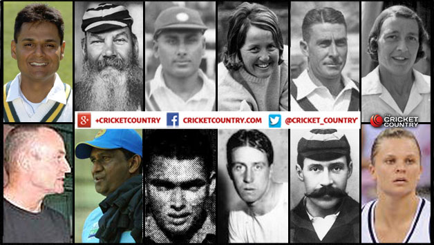 (Clockwise, from top left): Dipak Chudasama, WG Grace, Cota Ramaswami, Rachel Heyhoe-Flint, Vic Richardson, Betty Snowball, Suzie Bates, Andrew Stoddart, Johnny Douglas, Ken Hough, Ashantha de Mel, Phil Horne © Getty Images