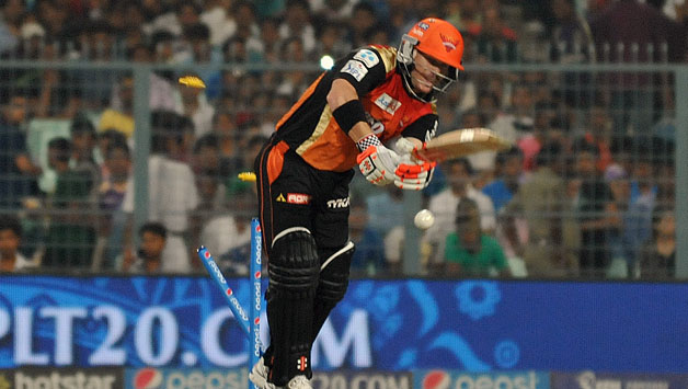Sunrisers Hyderabad skipper David Warner was bowled for a score of four © IANS