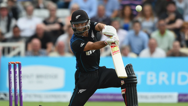 Grant Elliott plays a shot during his innings of 55
